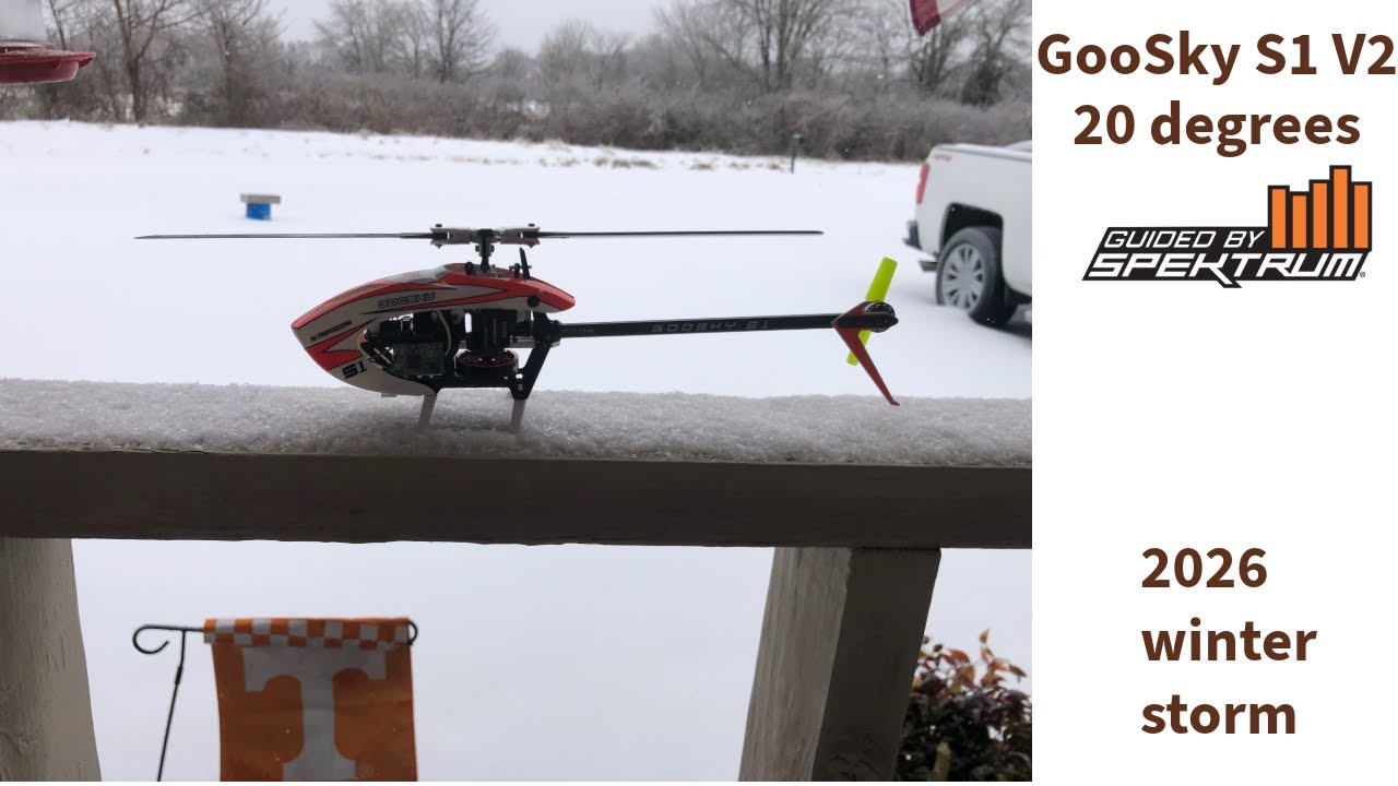 Goosky S1 V2 in the snow 20 degrees, had to fly somewhere besides the living room, quickly!
