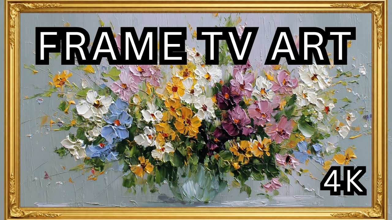 Serene Blossoms | Textured Impasto Floral Art for Frame TV | 4K Ambient Art