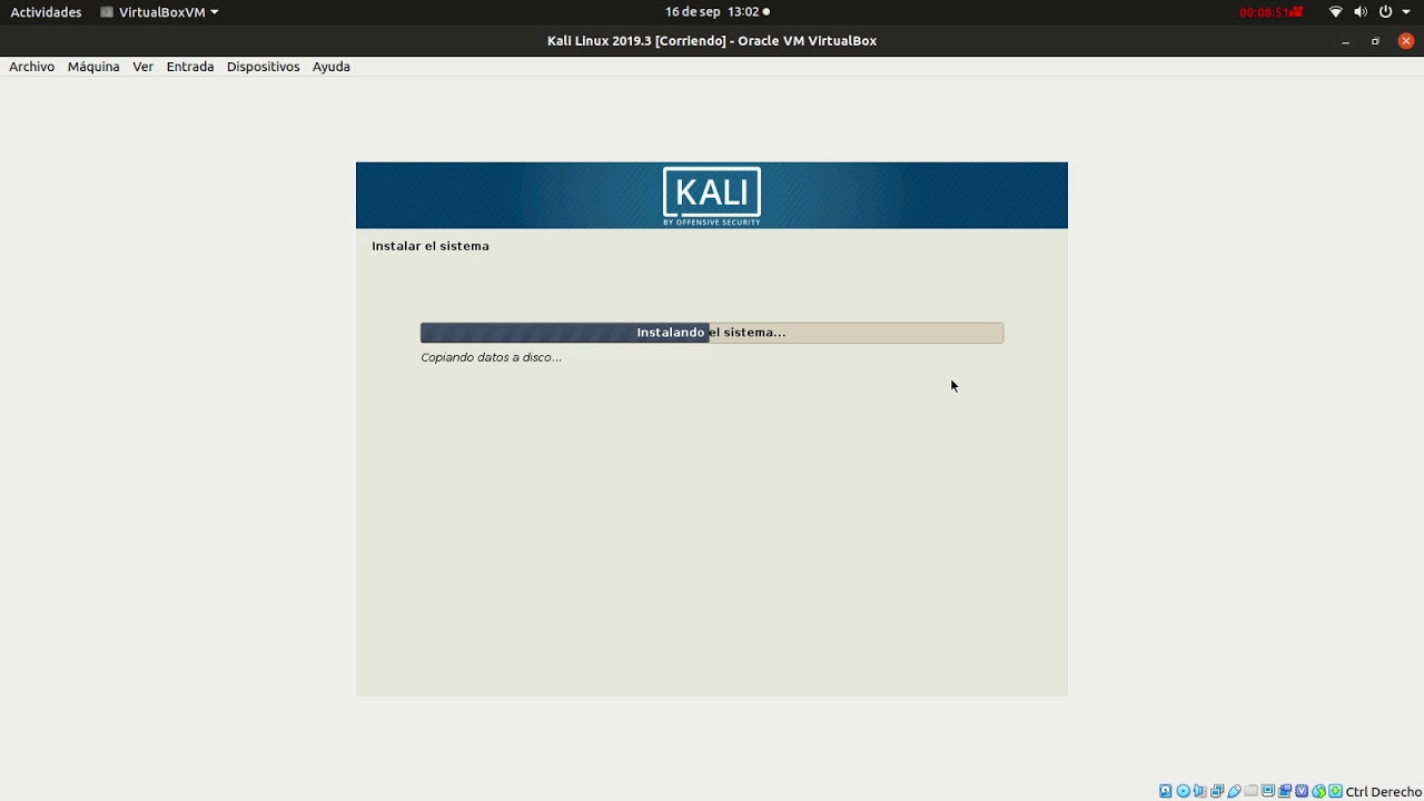 GUN/Linux | Kali Linux 2019.3 | Instalaci&oacute;n en Virtual Box (2019)