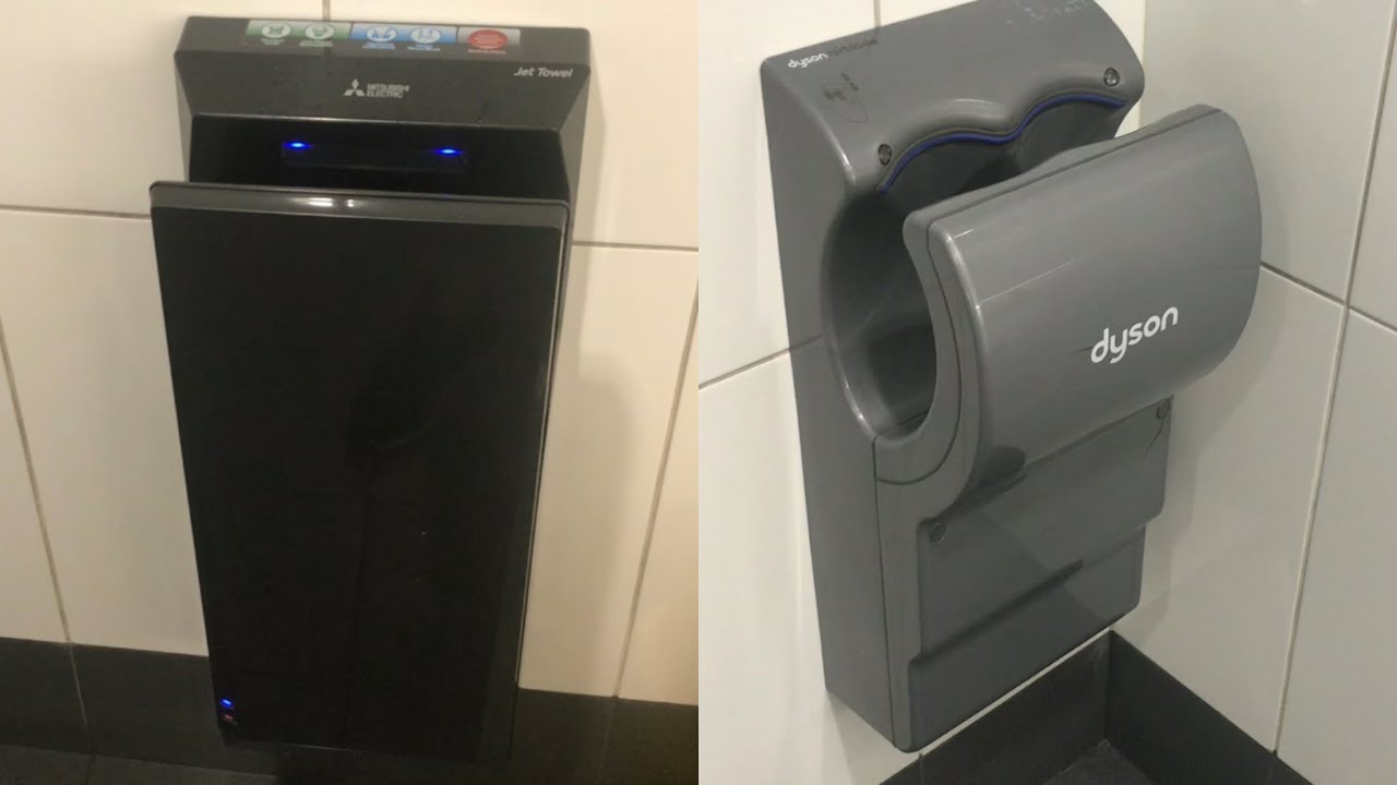 Dyson Airblade DB and Mitsubishi Jet Towel Slim Hand Dryer at Sydney International Airport