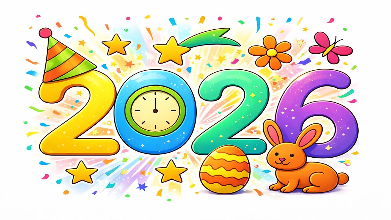 Happy New Year 2026 Drawing easy , Painting & Coloring for kids step by step || saeed kids art