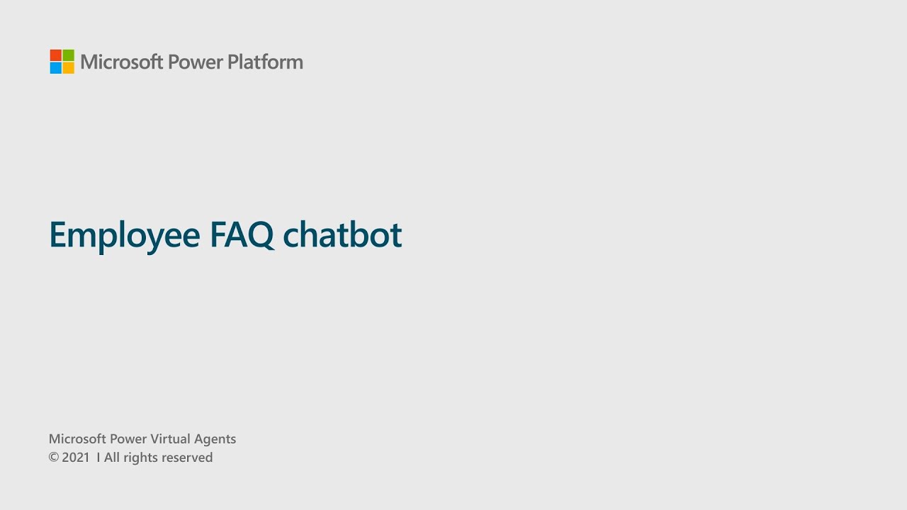 Power Virtual Agents Employee FAQ Chatbot