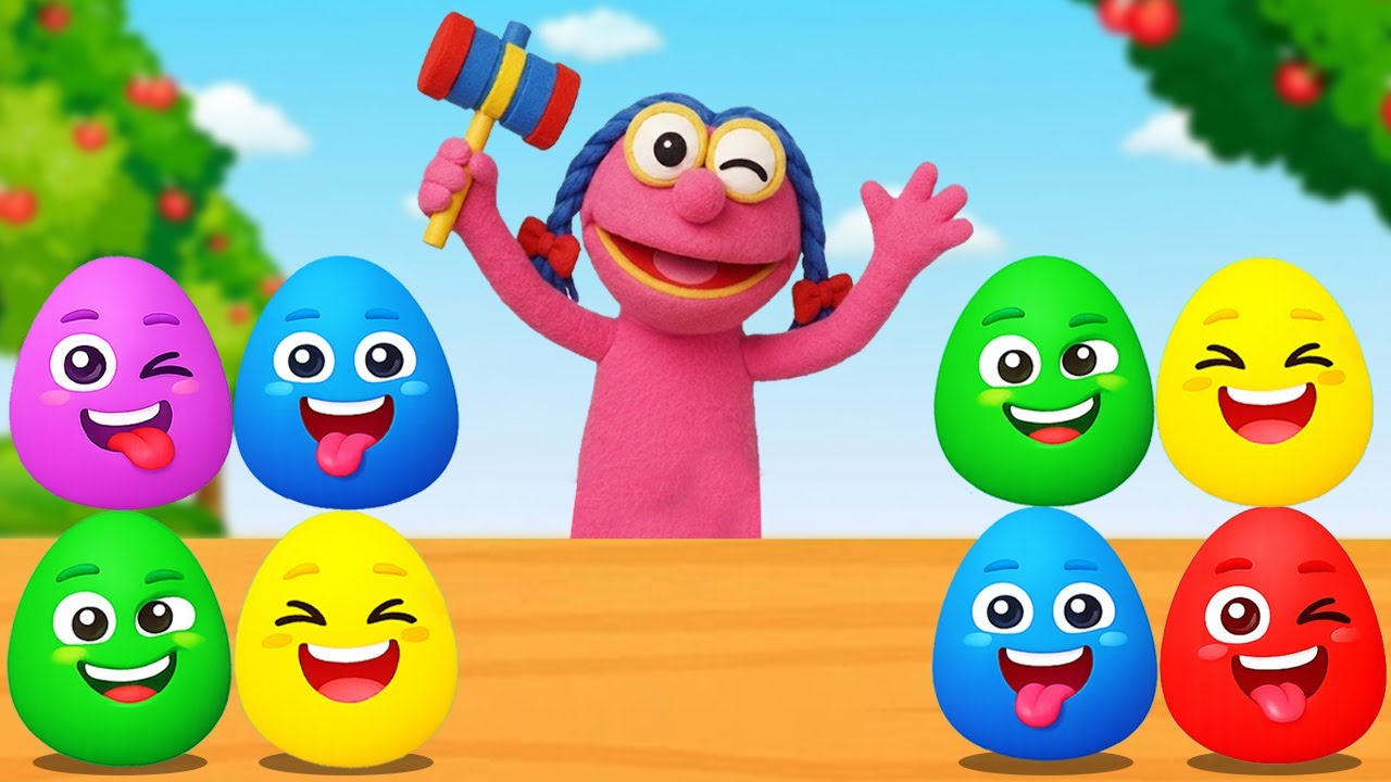 5 Ovos Surpresa Coloridos | Aprenda as Cores | Canções Infantis | Puppet em Português