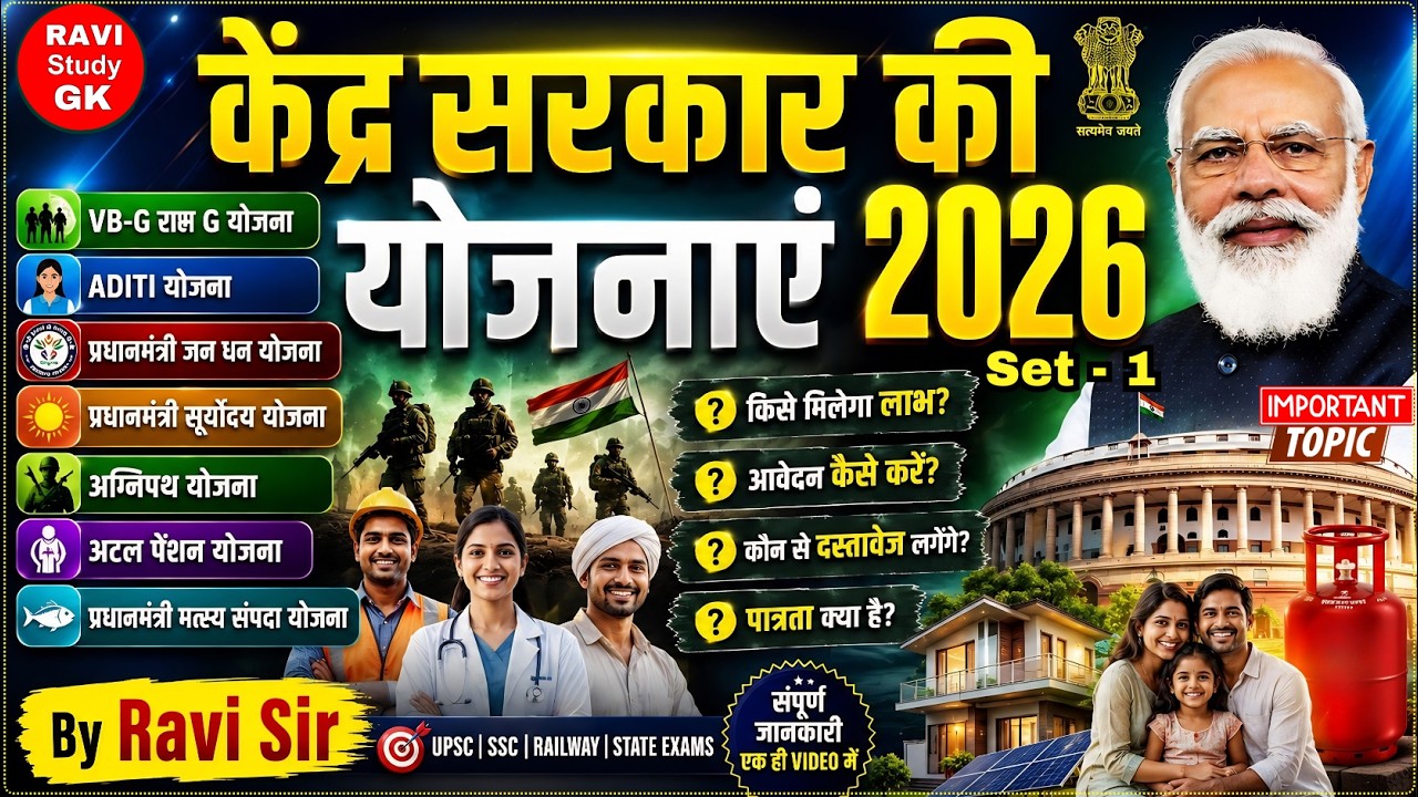 केंद्र सरकार की योजनाएं 2026 | Central Schemes 2026 Current Affairs | Kendra Sarkar ki Yojnaye 2026
