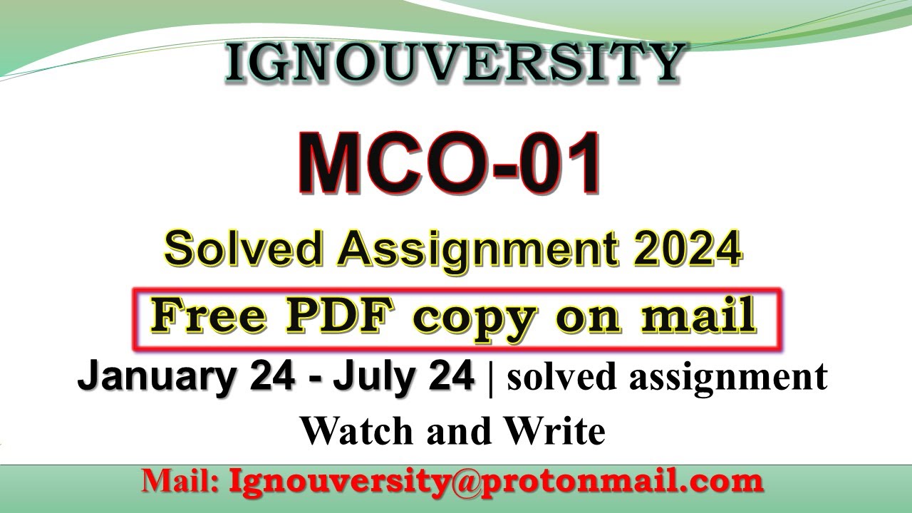 MCO 01 SOLVED ASSIGNMENT 2024 IN ENGLISH | mco 01 solved assignment 2024 | MCO 01