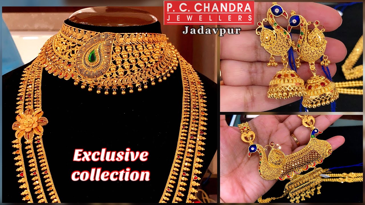 PC CHANDRA wedding/ bridal gold necklace collection | light weight wedding choker necklace design
