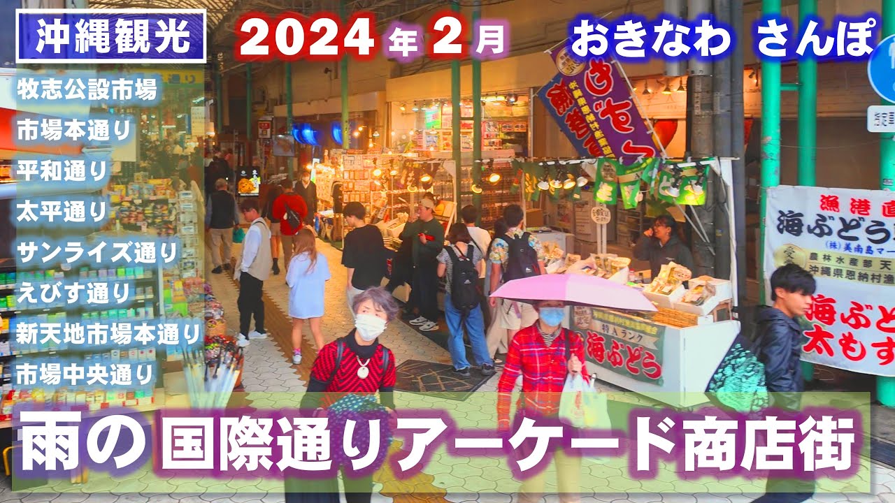 ◤沖縄観光☂雨の日にオススメ◢ 『雨の国際通りアーケード商店街／牧志公設市場』 ♯677  沖縄旅行 おきなわさんぽ 沖縄散歩
