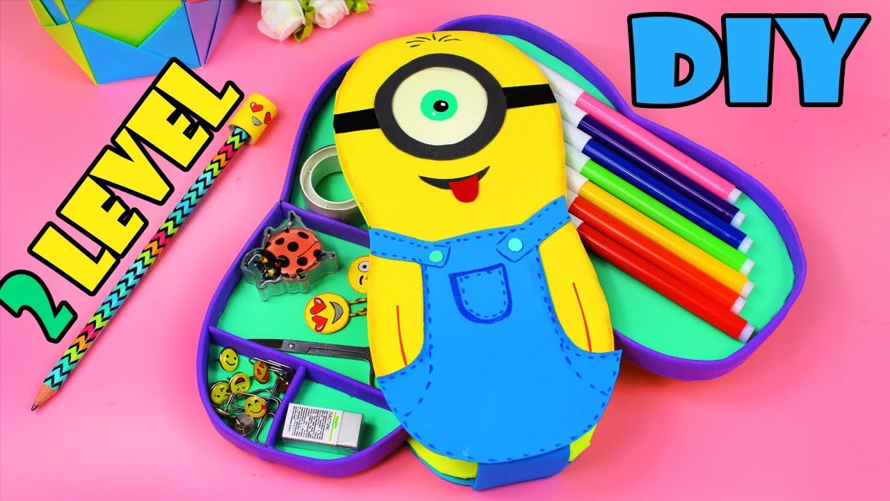 DIY ORGANIZER & PENCIL CASE - BACK TO SCHOOL IDEA - Minion