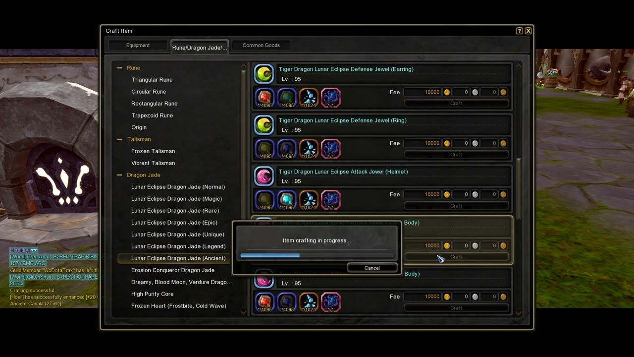 Dragon Nest SEA - Crafting my first Ancient Lunar Jade in a Triple Line LJADE - Gear Master POV