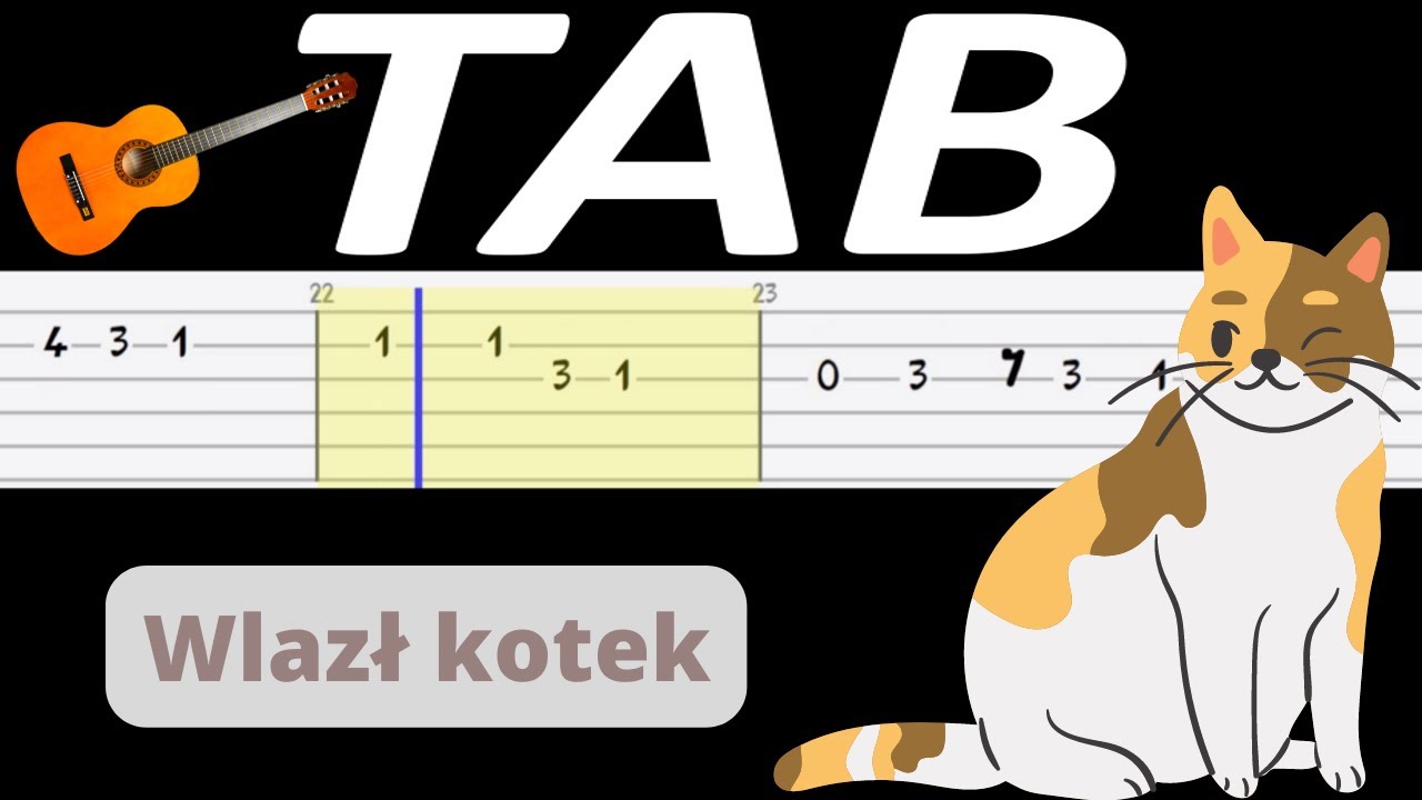 🎸 Wlazł kotek na płotek - melodia TAB (gitara) 🎵 TABY I NUTY W OPISIE 🎼