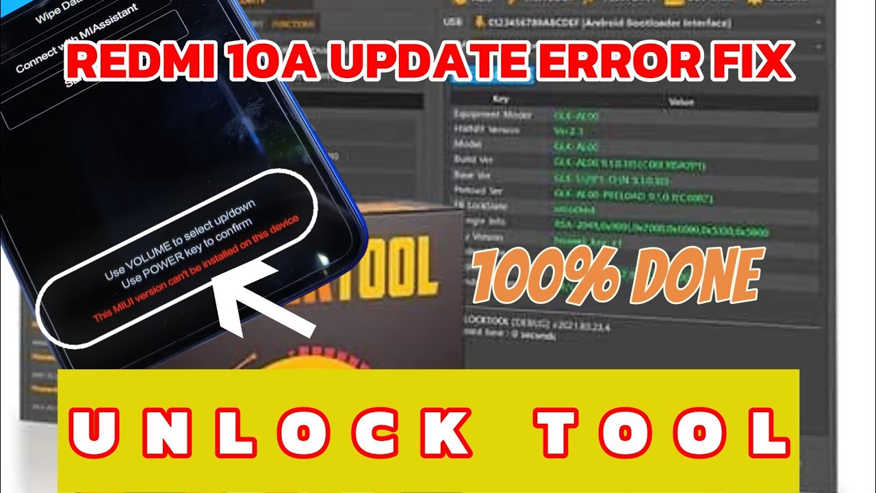 Redmi 9A/10A Update Error Fix Unlock Tool (The Miui Version Can't Be Installed This Device) #foryou 