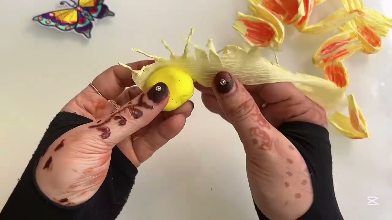 How to make lotus flower with crepe paper | DIY |