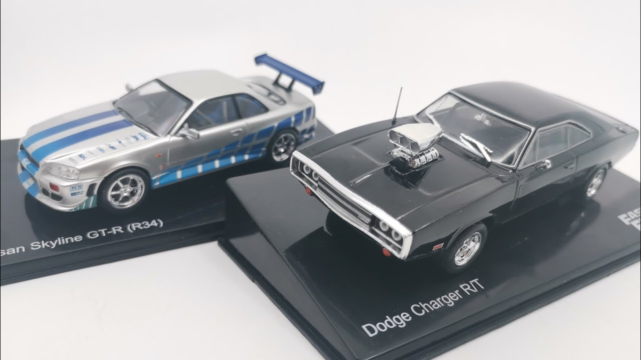 Rychle a zběsile kolekce v 1:43 - DeAgostini č. 1 Dodge Charger R/T a č. 2 Nissan Skyline GT-R (R34)