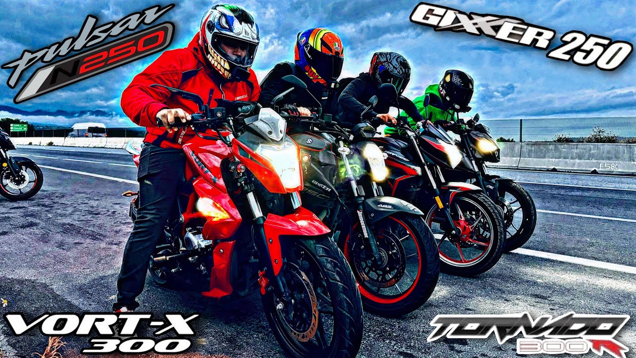 Vorxt-x 300 vs Tornado 300 vs Pulsar N250 vs Gixxer 250|Carrera|¡Esto Es Un Batallón!😱🤯😳