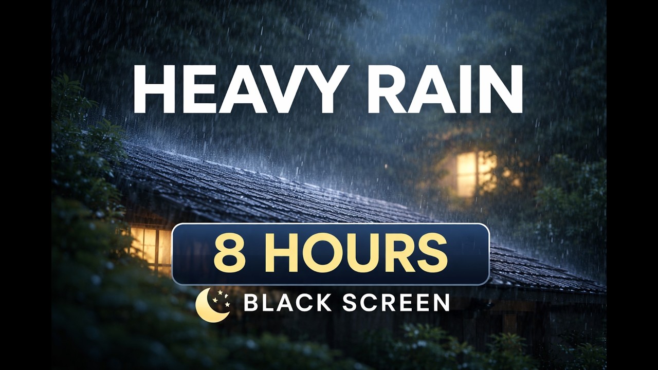 Heavy Rain for Deep Sleep | 8 Hours | Black screen | No ads