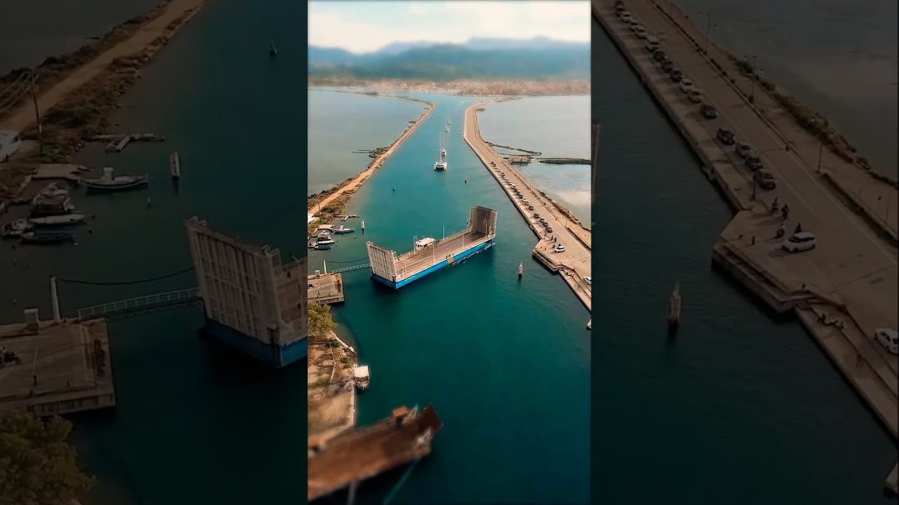 Floating bridge Agia Mavra Lefkada island #lefkada #island #floating #floatingbridge #drone #drive