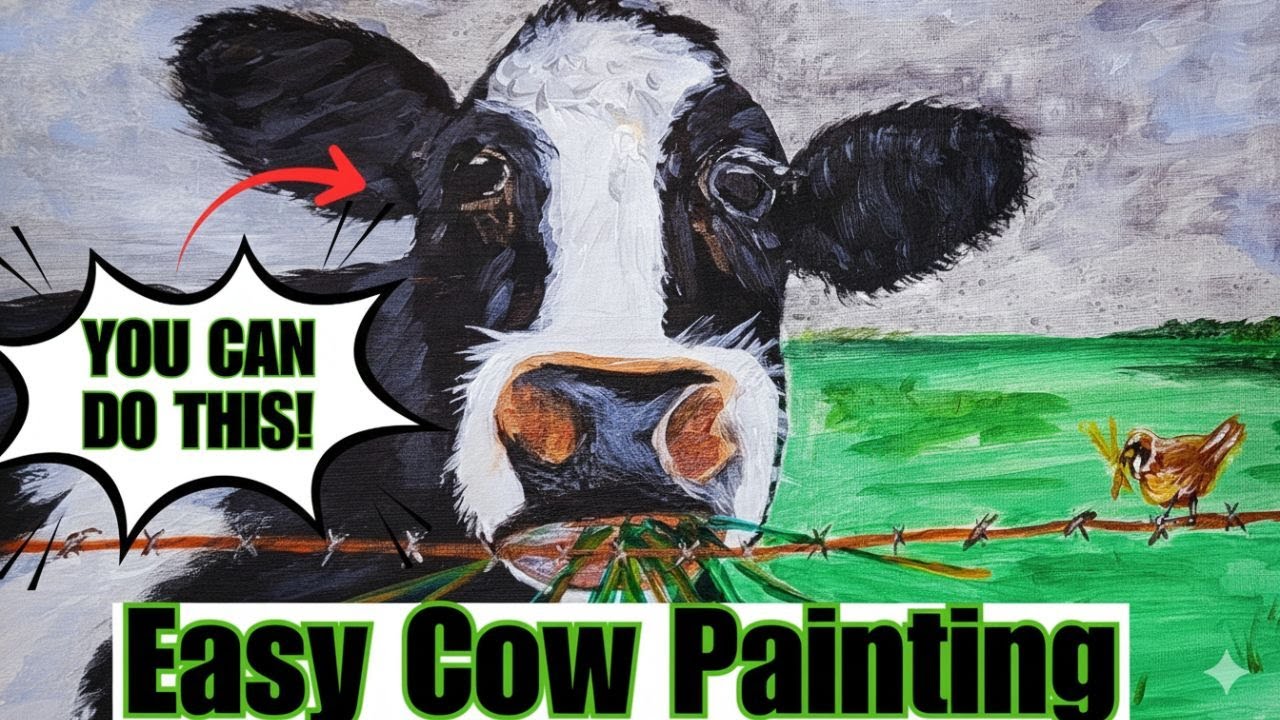 I Challenged Myself to Paint This Cute Cow (You Should Try!)