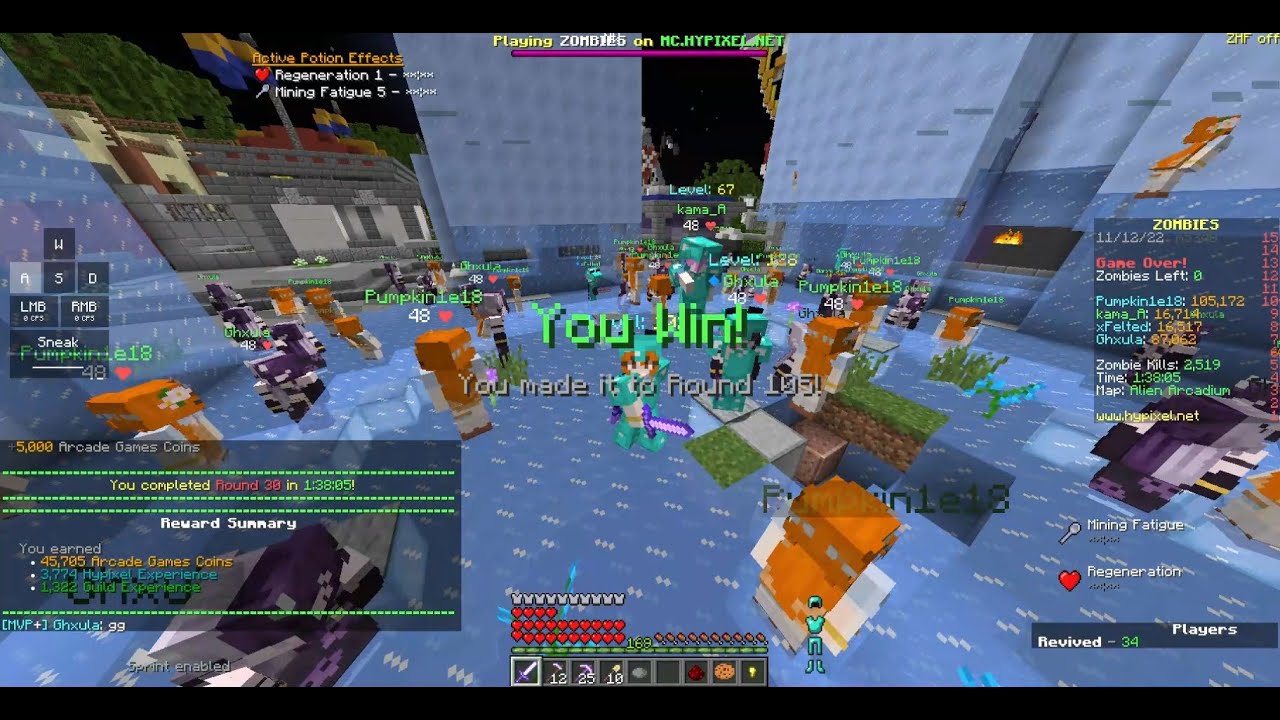 【Hypixel Zombies】Alien Arcadium Casual WIN 1:38:05 | full video
