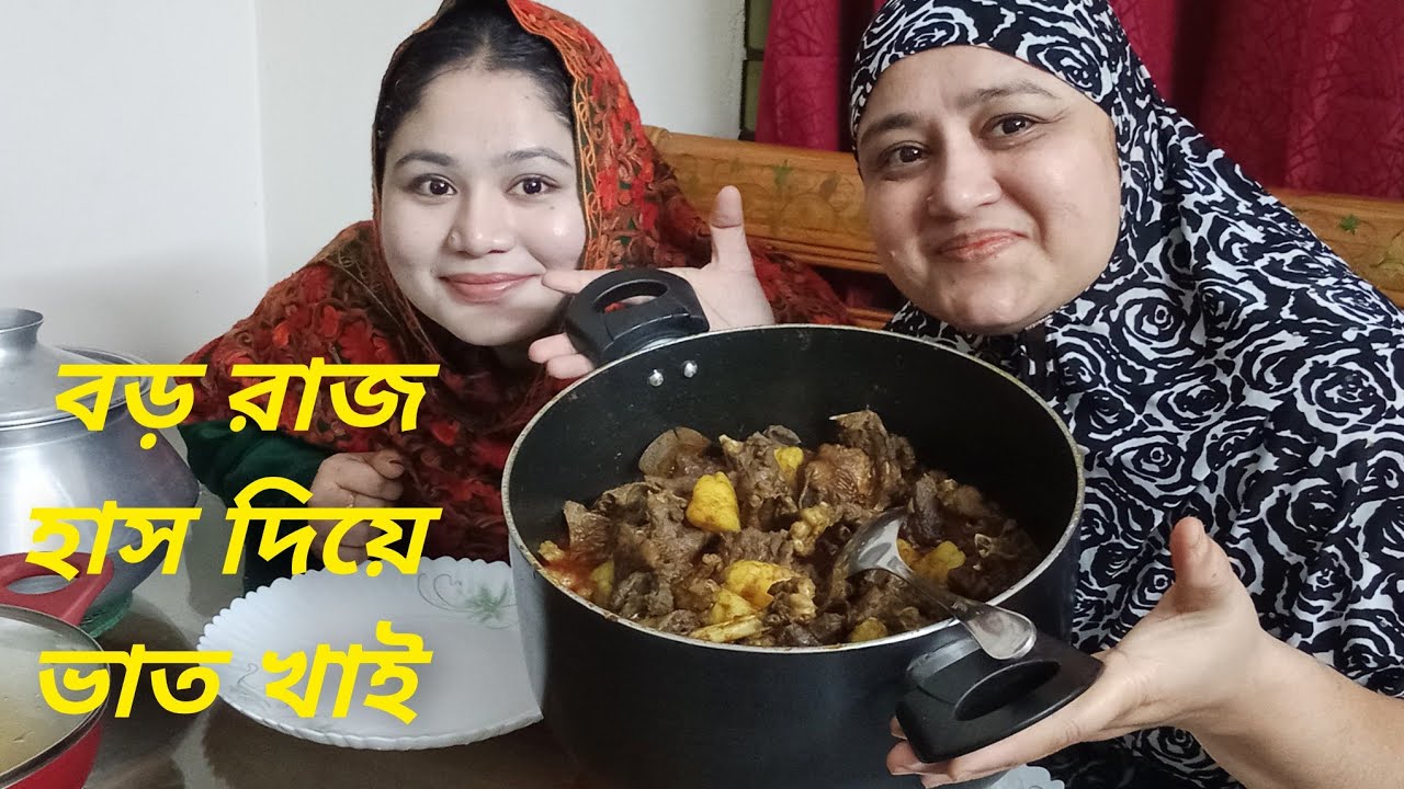 প্রচুর শীত মা মেয়ে রাজহাঁসের গোস্ত দিয়ে ভাত খাই 😋😋