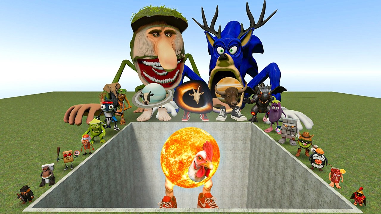 AI Brainrot Memes vs La Gallina Supernova Supernovita Bosses in Giant Pit – Gmod Chaos