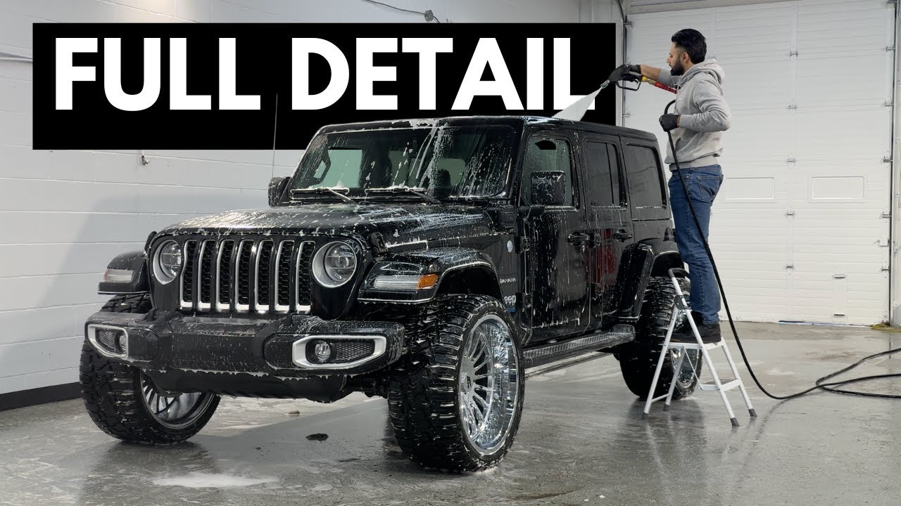 Jeep Wrangler First wash after Winter- Chrome rims detail, exterior hand wash and dry