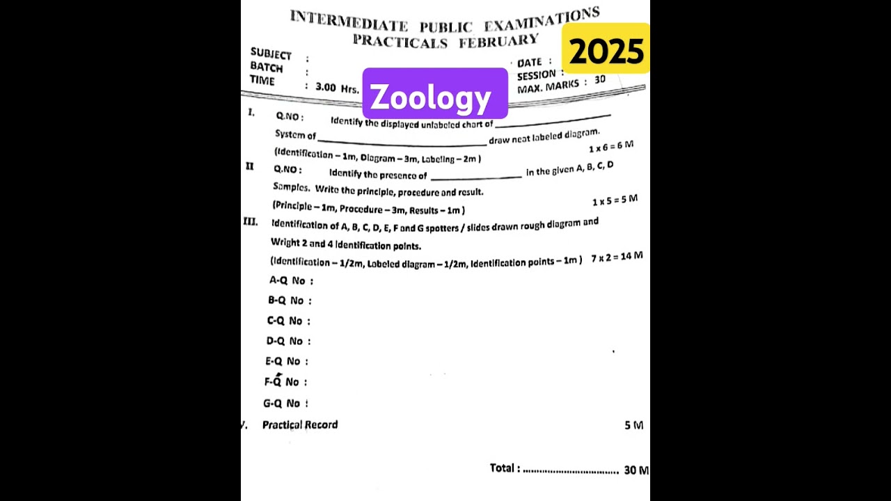 #Intermediate#Zoology#Practical#model#question#Paper#