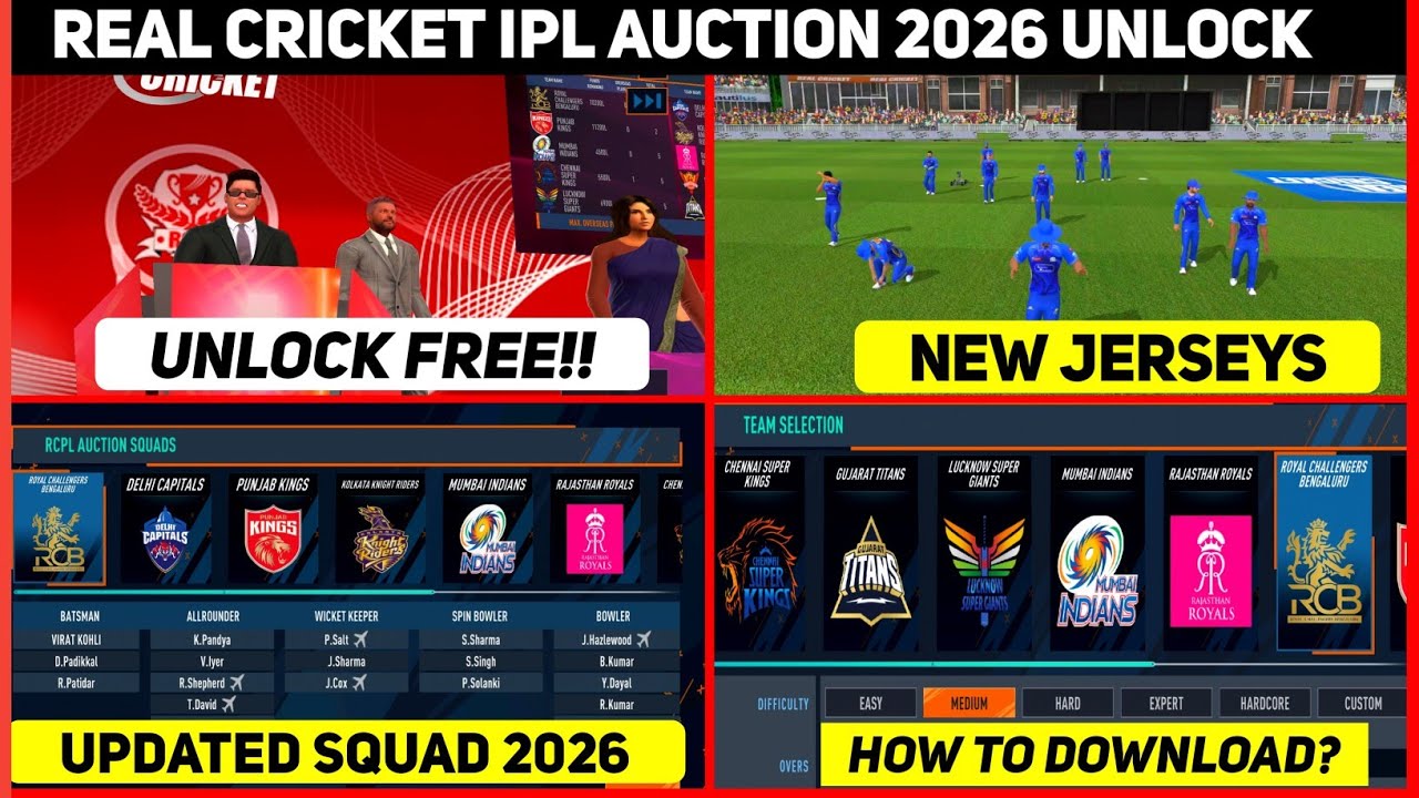 Real Cricket Updated IPL Squad 2026 | Real Cricket IPL Auction Unlock | How To Get IPL 2026 Squad