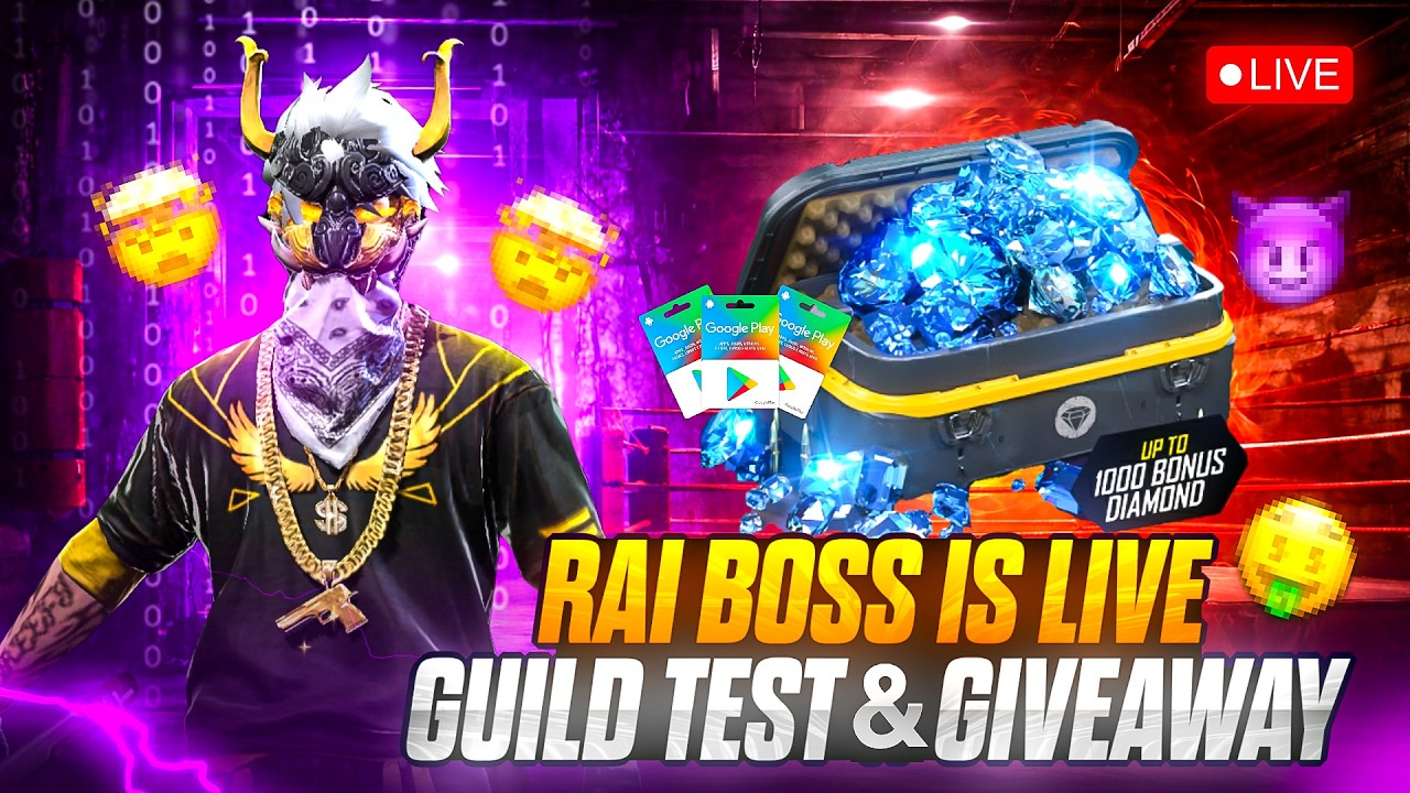 RAI BOSS LIVE 🔴 | 💎 DIAMOND GIVEAWAY | GLOBAL TOP 1 GUILD JOIN