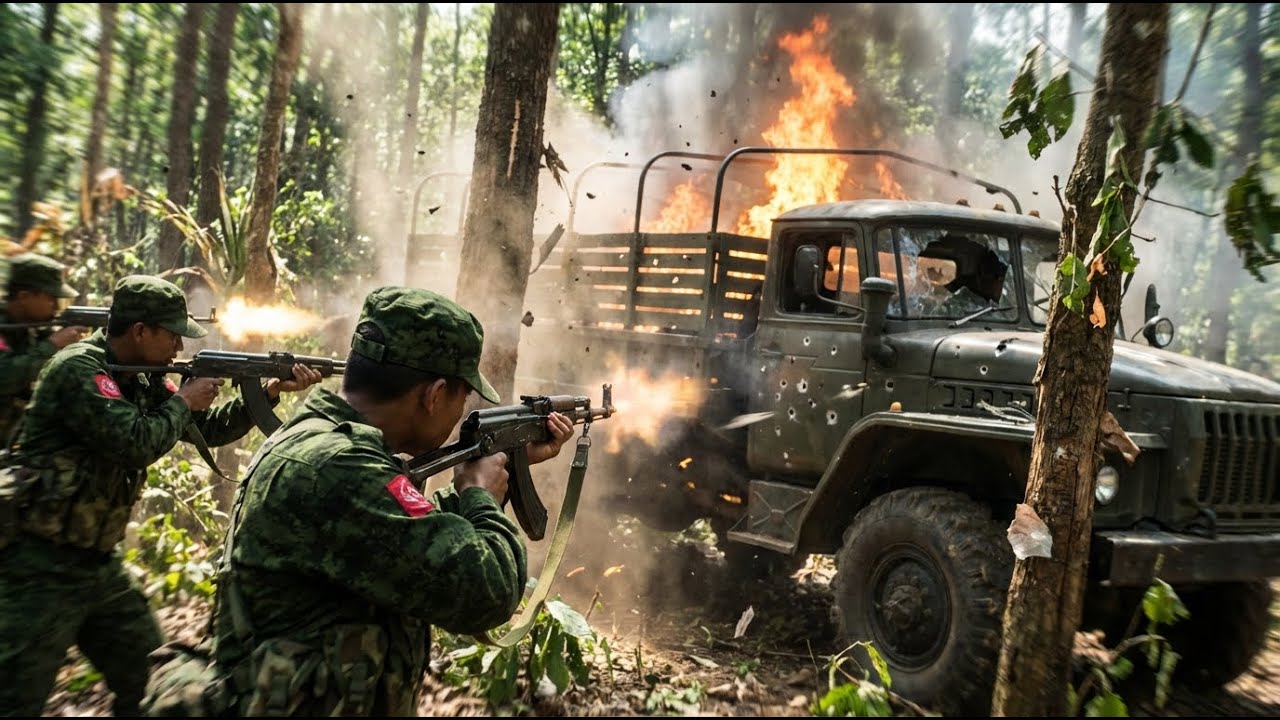 Arakan Army Destroy Myanmar Military Cars | Myanmar Short Film