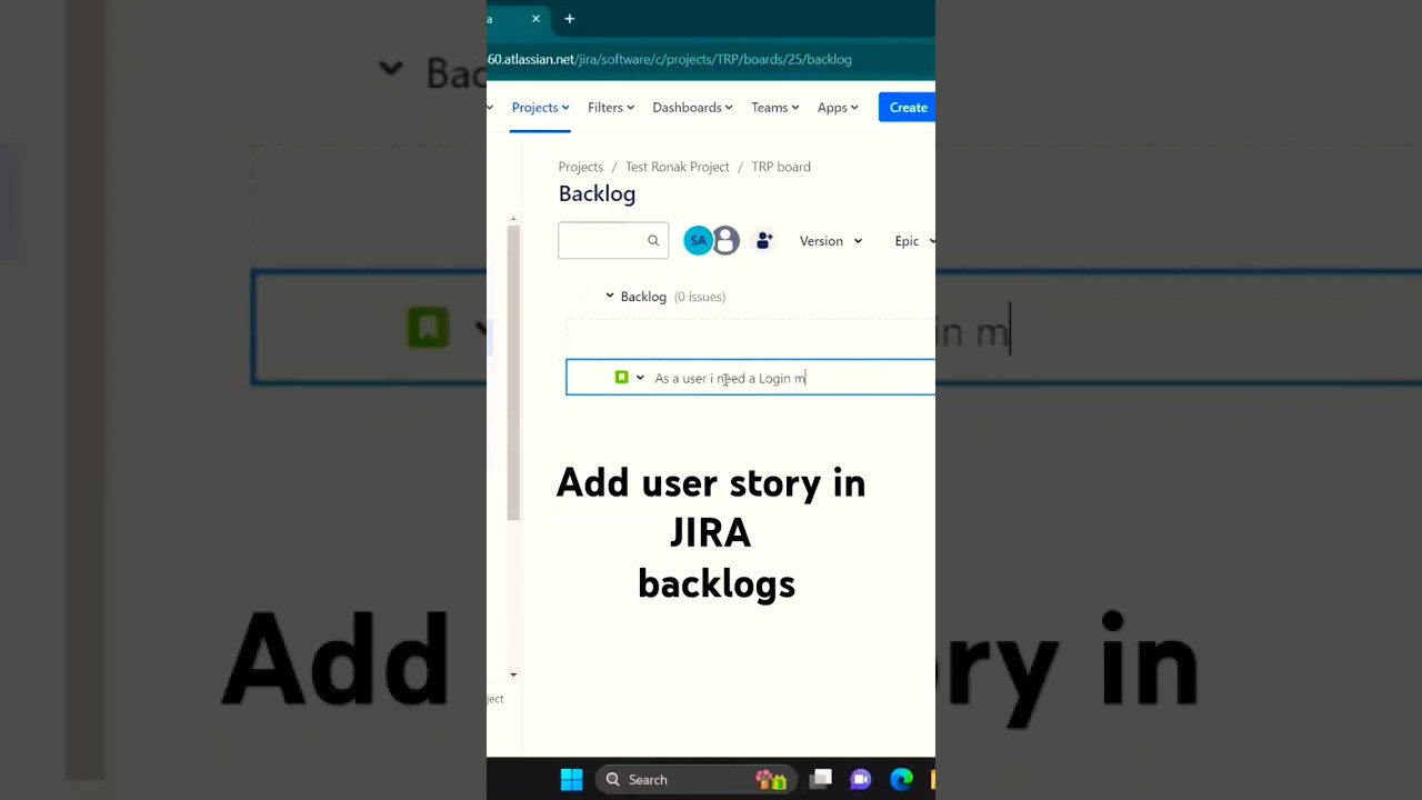 Как добавить пользовательскую историю в JIRA? #обучение #jiratraining #userstory #backlogs #сша #...