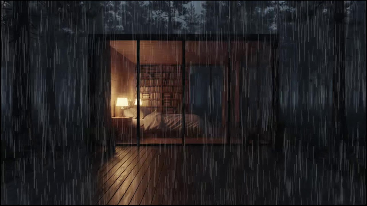 Rainy Night in a Forest Cabin 🌲 | Soft rain ambience with steady rain sounds for deep relaxation