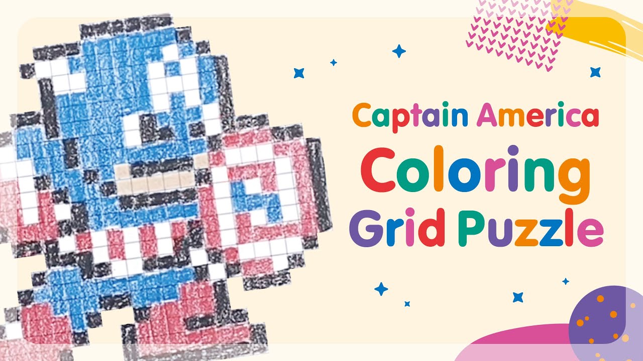 Coloring Grid Puzzle - Captain America (Fun & Educational Math Activities)