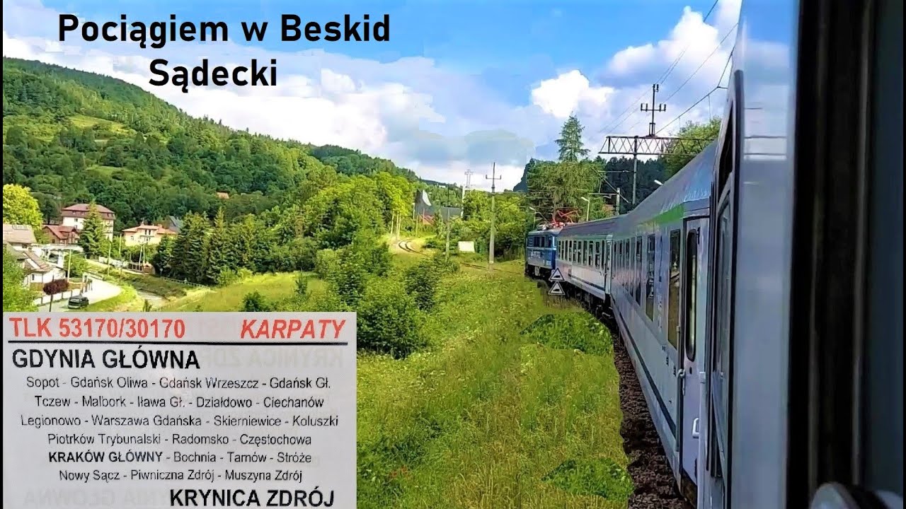Podróż pociągiem TLK Karpaty w Beskid Sądecki do Krynicy Zdrój