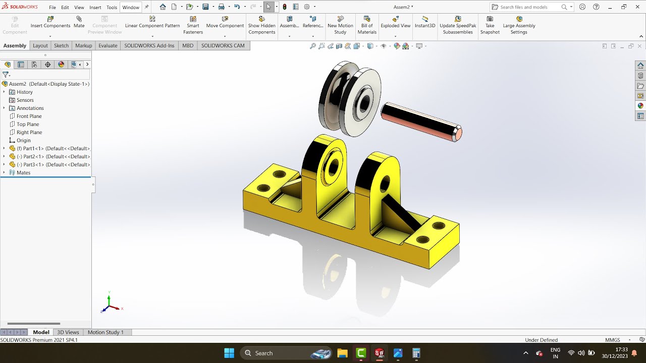 Tutorial Assembly Bracket Teknik & Animasi di Solidworks | 4k 60 fps | bahasa indonesia