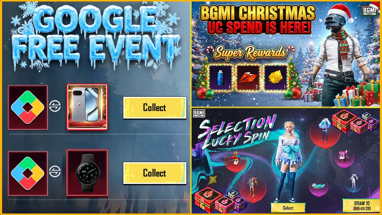 😍 BGMI CHRISTMAS SPENDING IS HERE || FREE GOOGLE EVENT IS BACK || SELECTION LUCKY SPIN.