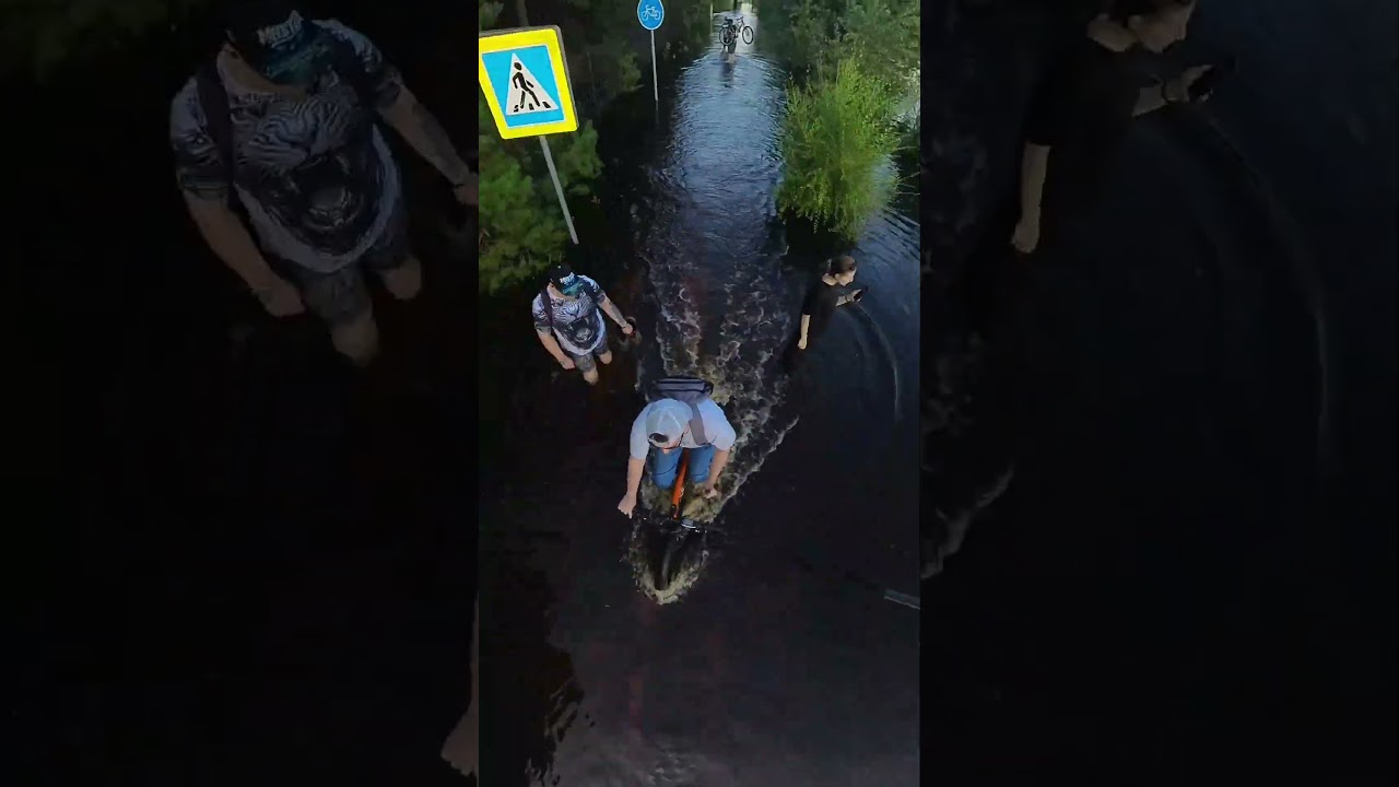 Bike path flooded at Gagarin Park