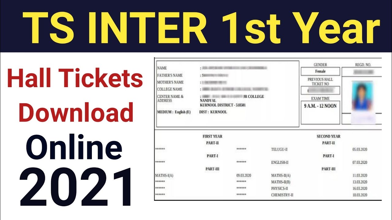 TS inter 1st Year Exams Hall Tickets 2021 Download | Telangana Inter Model Question Papers 2021
