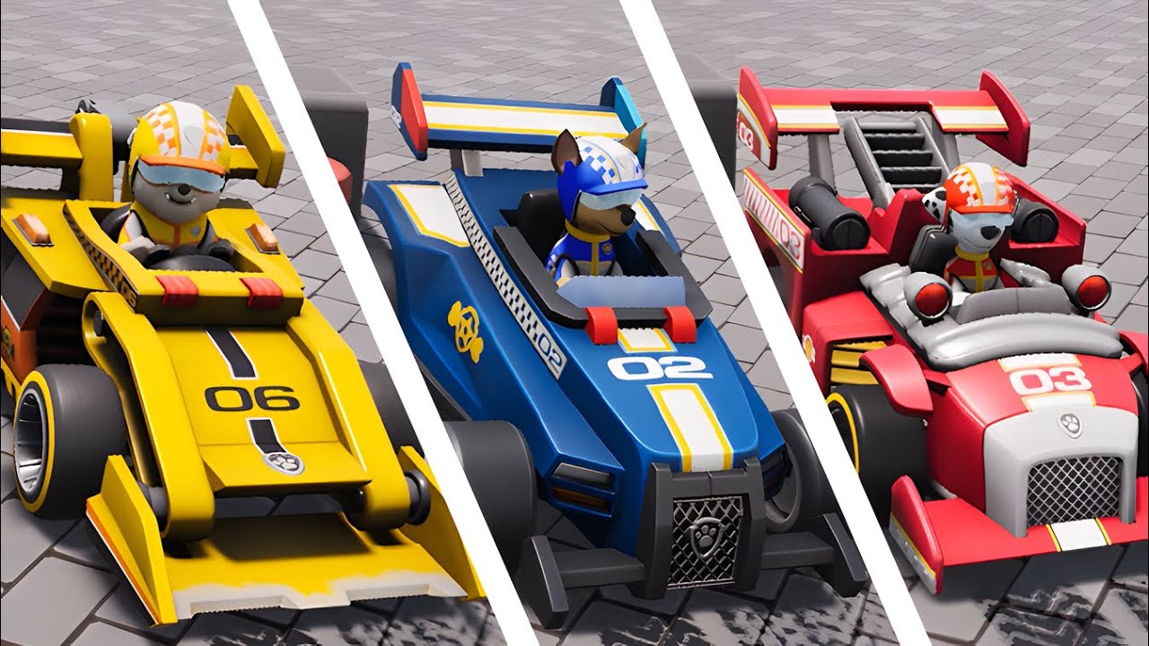 PAW Patrol Grand Prix 🏁 Barkingburg Races - Rubble, Chase, Marshall