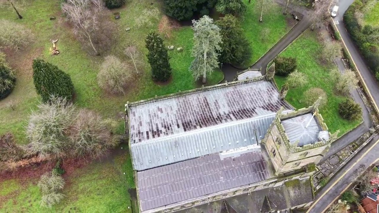 Flying mini 5 pro around Priory church Leominster 