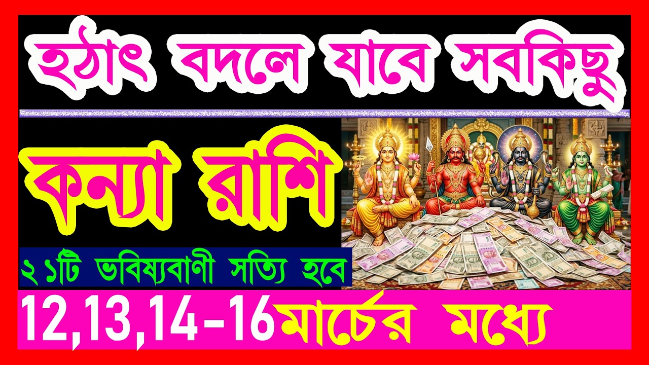 কন্যা রাশি হঠাৎ বদলে যাবে সবকিছু|kanya rashi 11-16 march|kanya rashi march 2026|virgo 2026