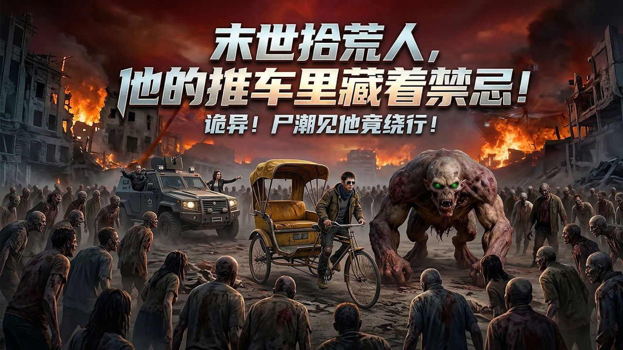 被丧尸母体咬后没死反而变强，我能操控尸潮，却坐黄包车伪装幸存者！【末世狂飙：我的坐骑是巨型丧尸】#丧尸末日 #半尸进化 #末日生存 #天天剧场