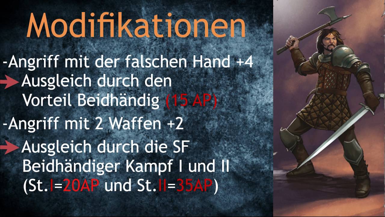 DSA5 Das Schwarze Auge beidh&auml;ndiger Kampf - Angriff mit 2 Waffen