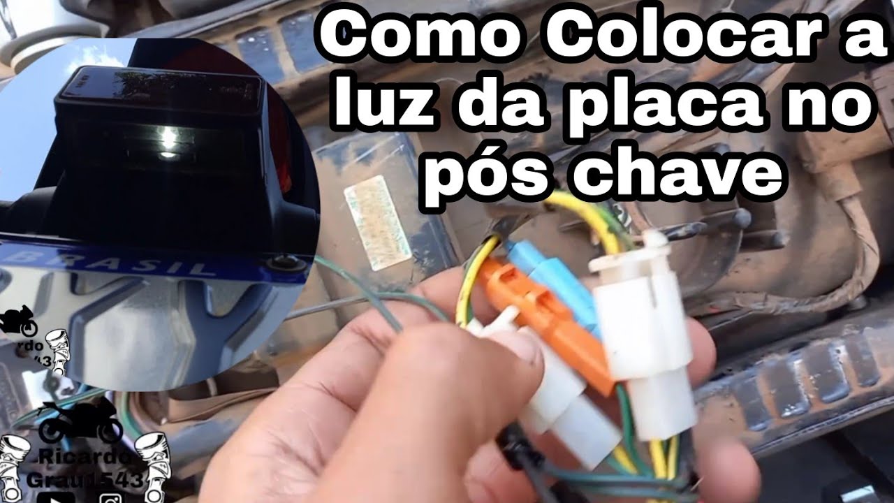 Como colocar a luz da placa no pós chave titan fan start 160