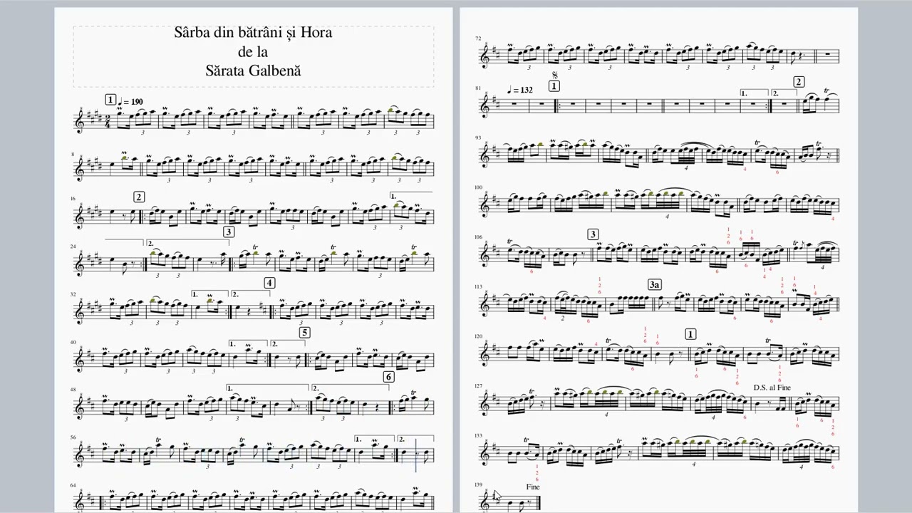 [RO] Partitura - Sarba din Batrani si Hora de la Sarata Galbena