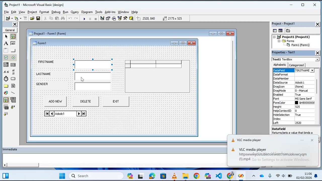 Connecting VB to DatatabaseMS Access