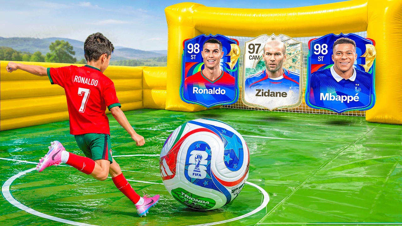 KID MESSI VS KID RONALDO SLIP N SLIDE CARD BATTLE!!