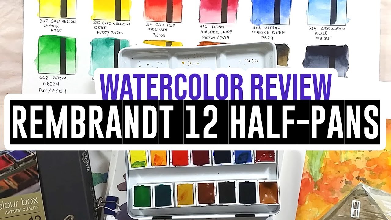 Review & demo - Rembrandt Watercolors Metal Tin of 12 Colors