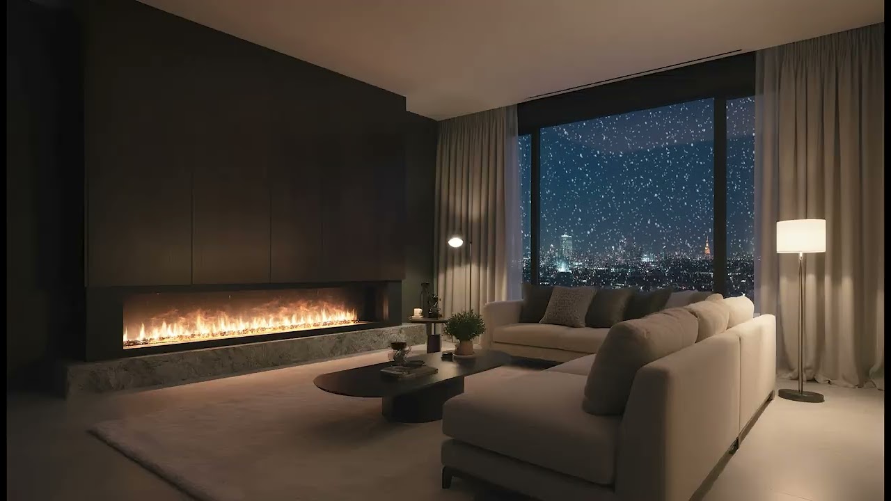Late Night Productivity 🌙 Cozy Winter Living Room | Calm Music for Night Owls