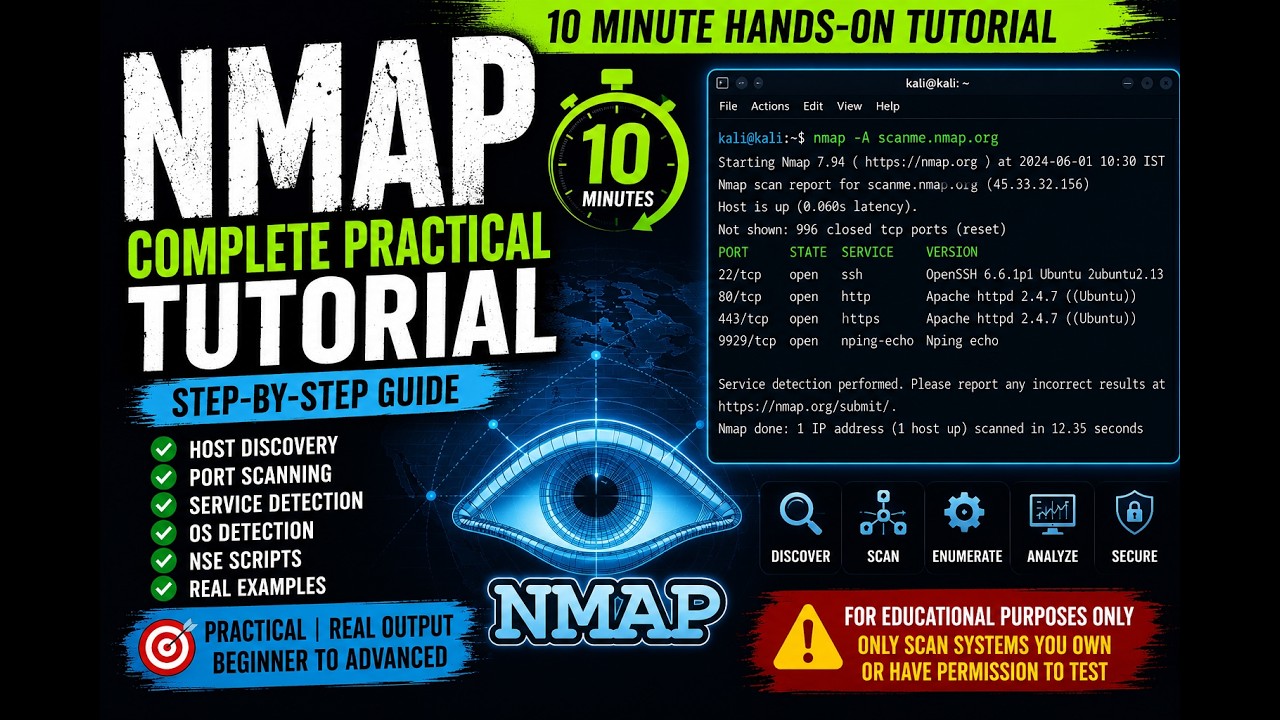 Nmap Hands-On Tutorial | Ethical Hacking & Network Scanning for Beginners