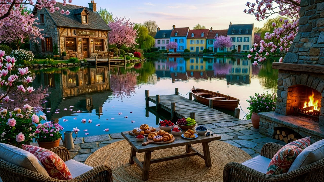 Beautiful Spring Morning Coffee Shop Ambience with Smooth Jazz Piano for Focus